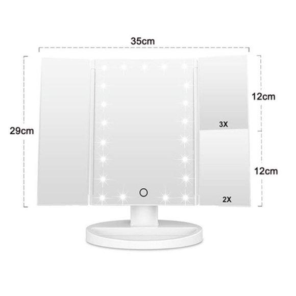 Makeup Mirror with Lights 22 Led Vanity Mirror with 2X/3X Magnification - White - Picture 5 of 8